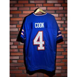 James Cook Autographed Buffalo Bills Custom Jersey – XL – Beckett Certified